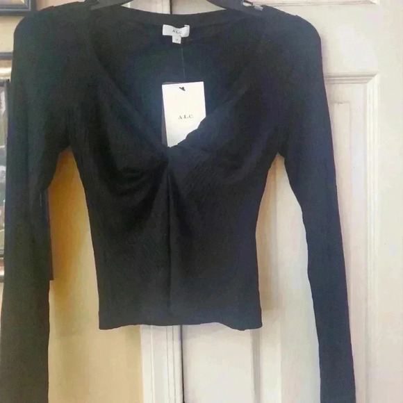 A.L.C BLACK RIBBED TOP SIZE XS - Picture 1 of 4